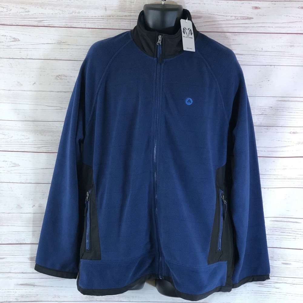 Ram King Blue Soft Fleece Zip Up Jacket 100% Polyester Adult L Zip Pockets New